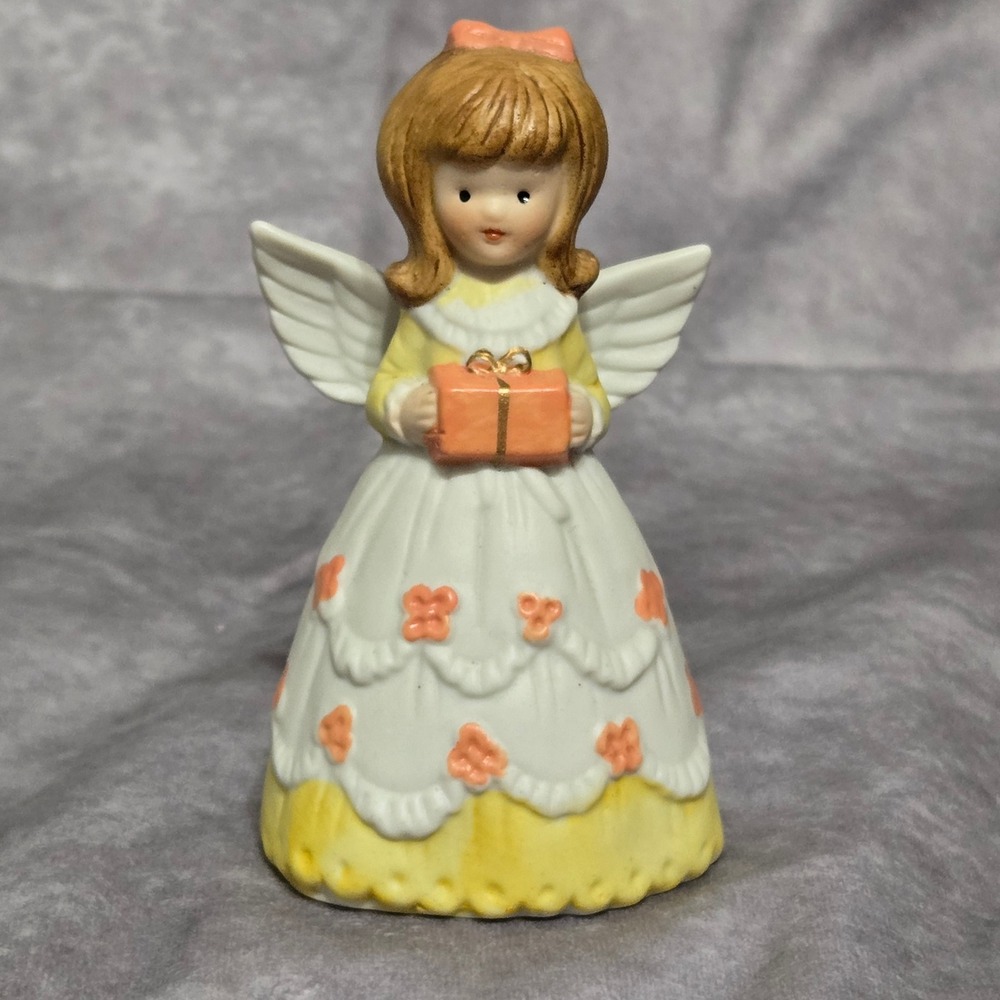 Lipco Angel Girl With‎ Gift Porcelain Bell Figurine Vintage